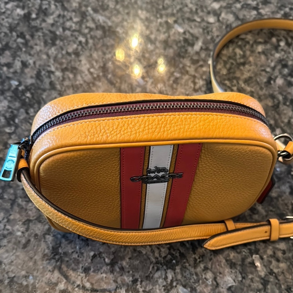Coach Yellow and Red Crossbody Camera Bag with gunmetal accents EUC - Picture 7 of 17